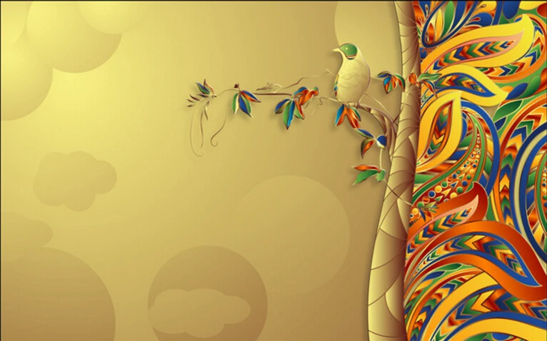 Custom photo wallpaper Colorful abstract leaves 3D stereoscopic for living room restaurant bedroom wall | Обустройство дома