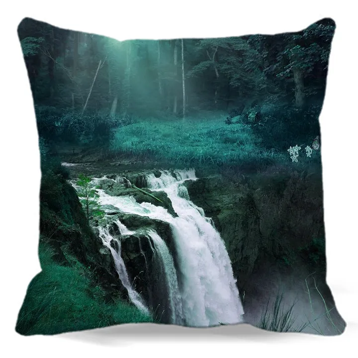 Красивая Долина и водопад Мягкая Подушка Наволочка Чехол для дивана кровати