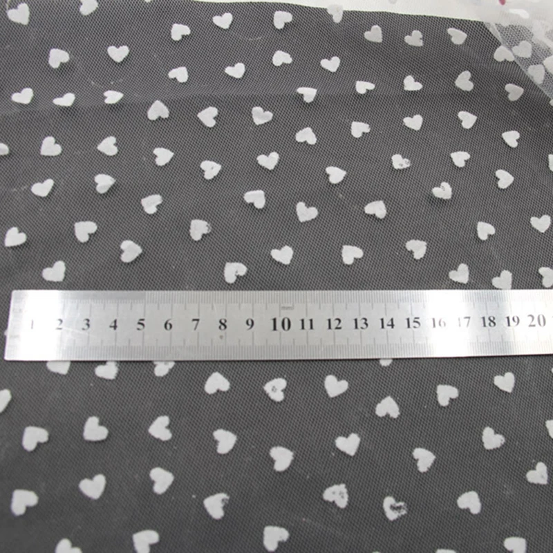 

3 Yards New Love Heart Flocked Net Fabric Material White Wedding Dress Accessories Diy Summer Skirt Mesh Cloth Lace Tulle Fabric