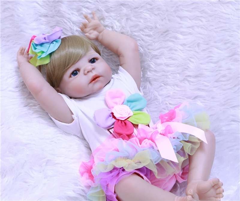 

Bebe girl reborn 22" full body silicone reborn baby dolls for children gift bebe alive reborn bonecas