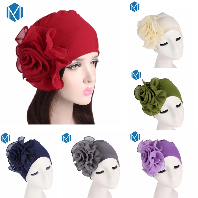 Женская 16 видов африканская шифоновая эластичная шляпа с большим цветком шапка