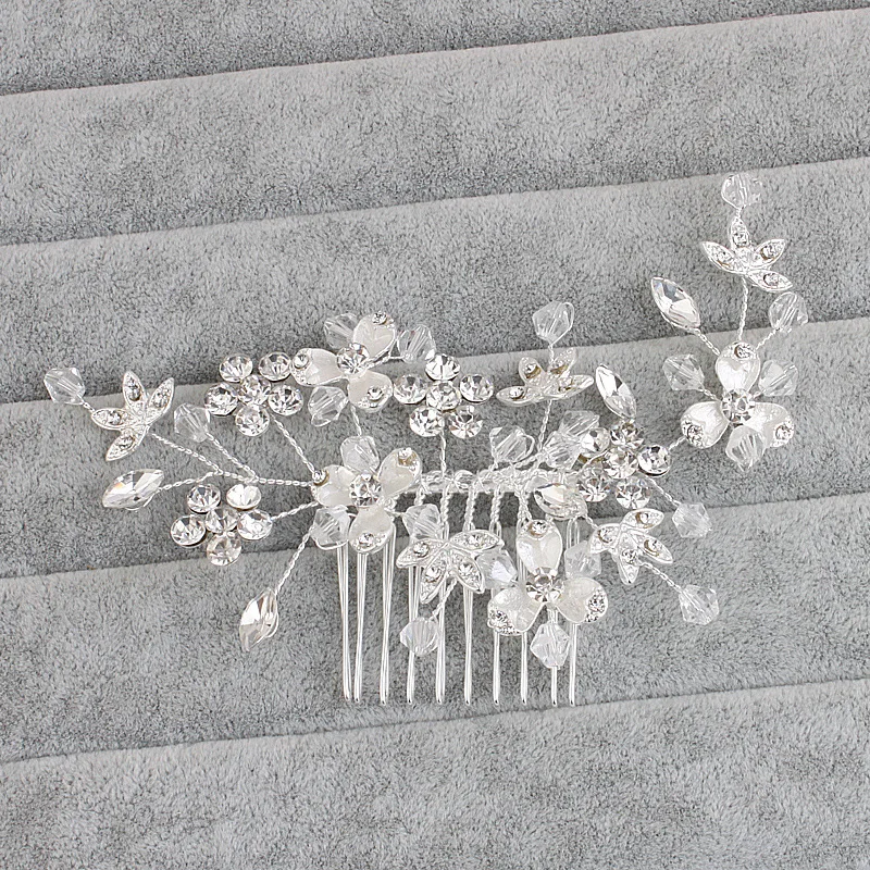 Цветочная расческа для волос с кристаллами и жемчугом ручной работы | Украшения