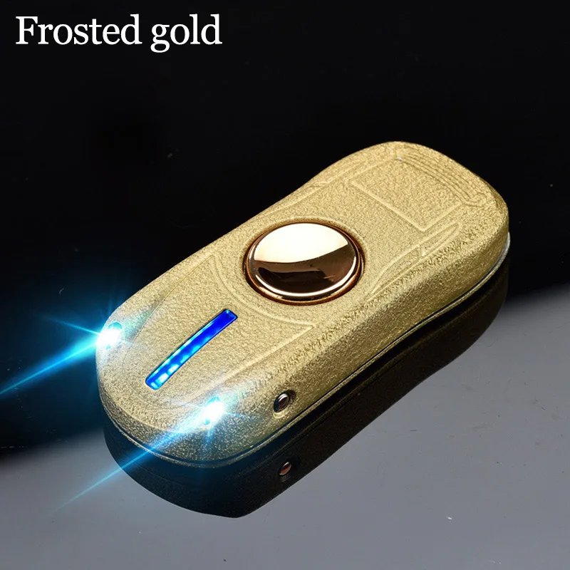Matte gold USB Зажигалка перезаряжаемая спиральная Гироскопическая игрушка пальцевая Зажигалка ручной ротатор зарядка ветрозащитная плазменная зажигалка с освещением - Цвет: Matte gold