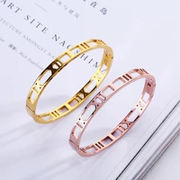 fashion classic roman numeral hollow titanium steel braceletrose gold bracelet jewelry wholesale