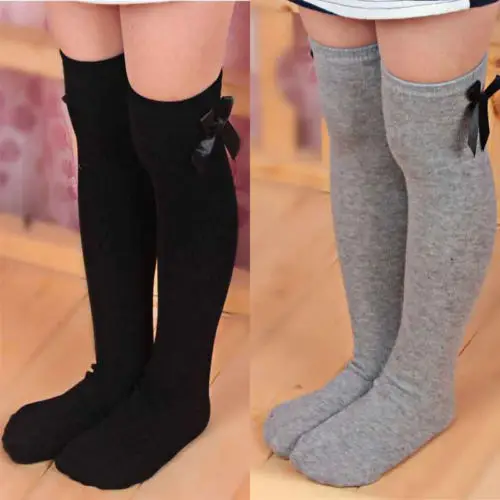 Lovely Girls Kids Toddler Bow Knee High Socks Colours Silk Bow 1 to 8 years