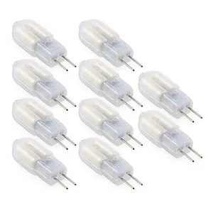 Светодиодная лампочка G4, 10 шт.лот, 3 Вт, 12 В220 В переменного тока, 2835SMD, 12 светодиодов теплогохолодного белого света, 360 Угол луча, сменная галогенная лампа