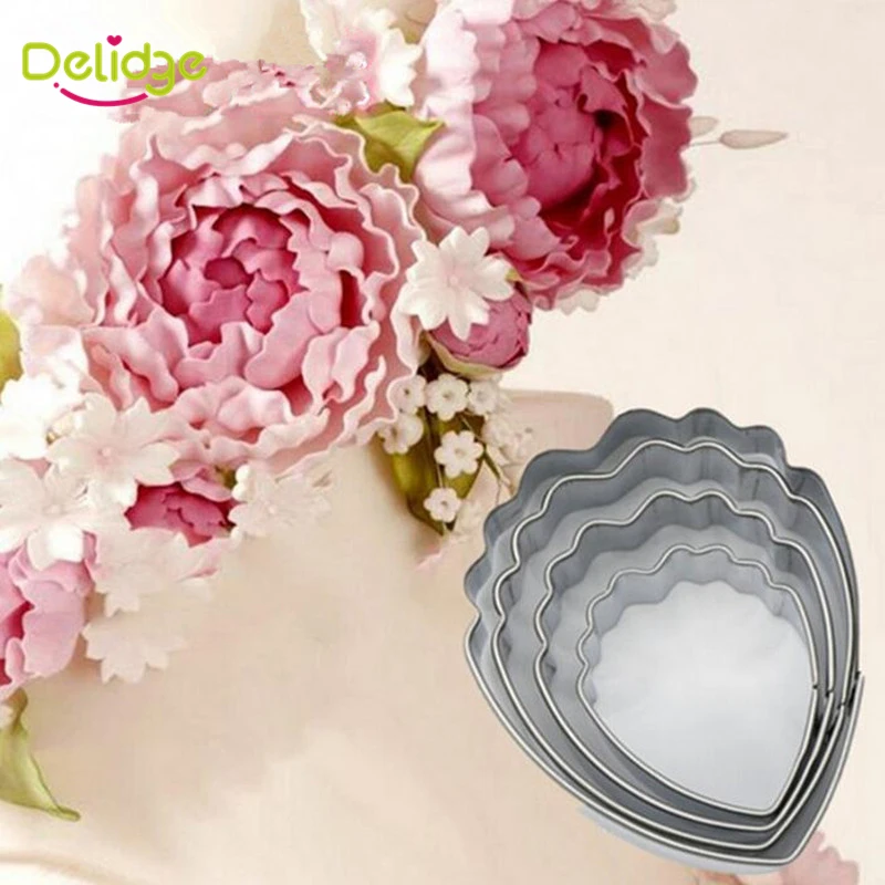 Delidge 4 6 шт./лот 3D красивый цветок форма для торта из нержавеющей стали пион