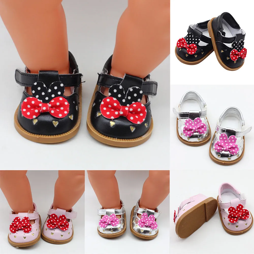 

Mini Toy Shoes 7cm Pink White Black Fashion Shoes for 18 inch American Dolls 43cm Height Girl Doll Shoes