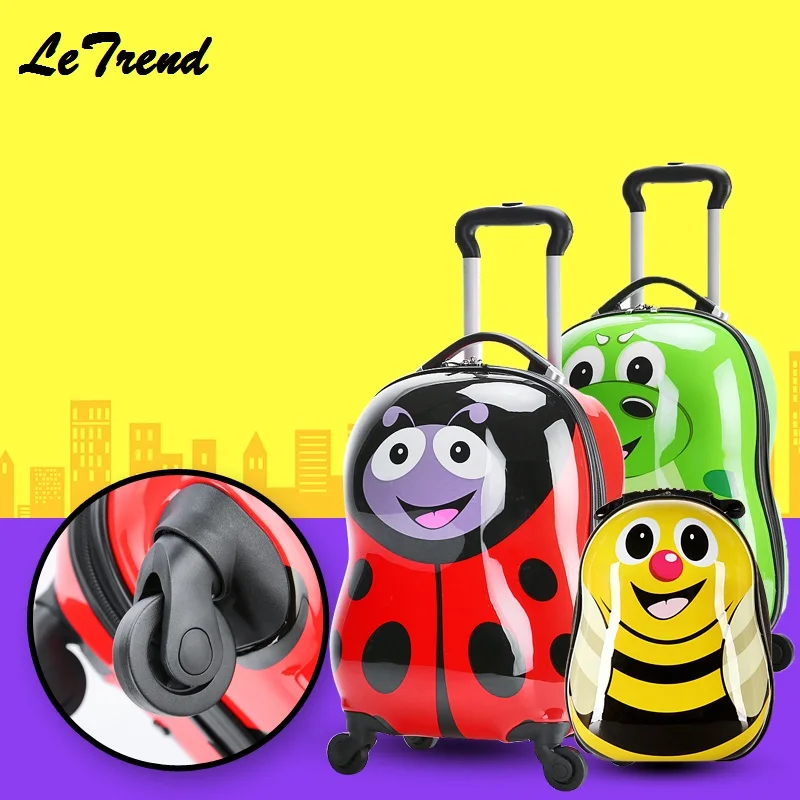 Cartoon 18 &quotчемодан на колесиках + рюкзак 3D Детский чемодан с животными Дорожный