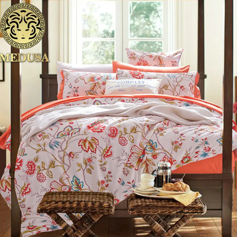 Медуза винтажные хлопковые постельное белье king queen size одеялом/Doona простыней