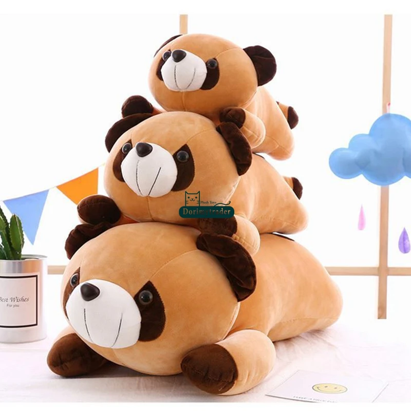 

Dorimytrader Lovely Soft Lying Animal Raccoon Plush Toy Big Stuffed Cartoon Brown Bear Doll Pillow Gift 26inch 65cm DY50059