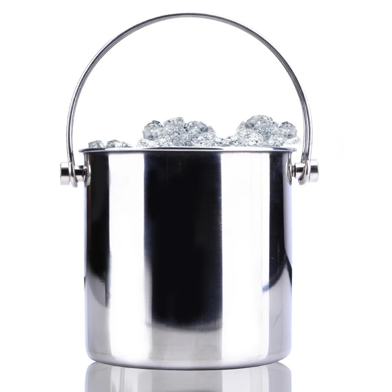 

New 2.8/2.0/1.2L Stainless Steel Ice Bucket High Quality Wine Cooler BPA Free Champagne Bucket with Ice Strainer Bar Accessories