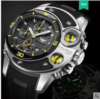 yelang men tritium light wristwatch chronograph japan quartz big dial date rubber strap waterproof 100m sports military watch