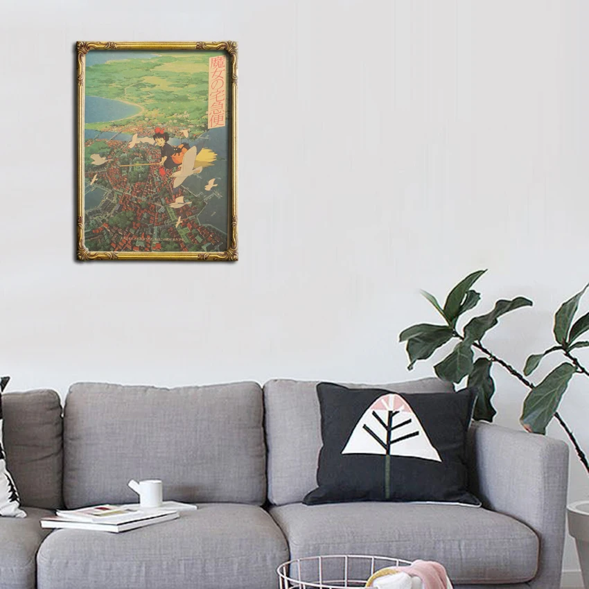 Постер из крафт бумаги в стиле классического анимационного фильма Кики 36X51 5