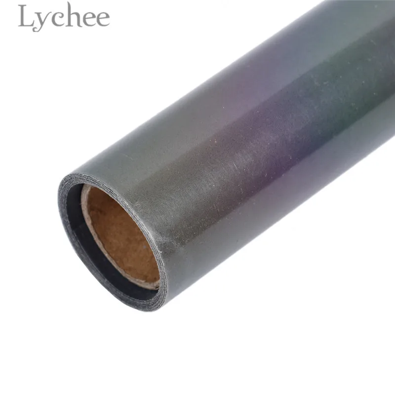 Lychee отражающая Радужная теплоотжимная переводная виниловая железная полиуретановая декоративная ткань поставки для одежды футболки