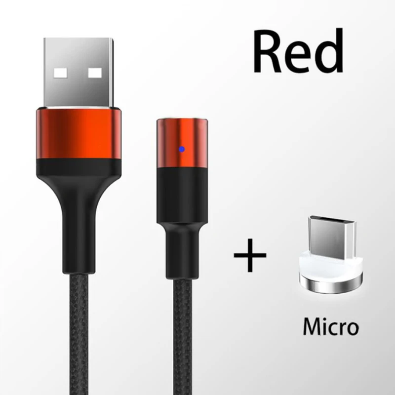 3а Магнитный зарядный кабель Micro USB кабель для iPhone XR XS Max X магнит Зарядное устройство USB C Тип C кабель светодиодный провод для быстрого заряда шнур - Тип штекера: Red for Micro