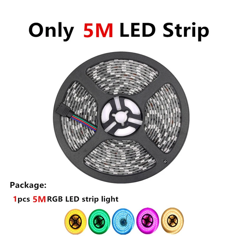 Фото Светодиодная лента 5 м 10 м 5050 RGB, 12 В постоянного тока, 60 светодиодный одов/м, гибкая светильник вая лента IP20/IP65, водонепроницаемая и 24 клавиши, ... №3