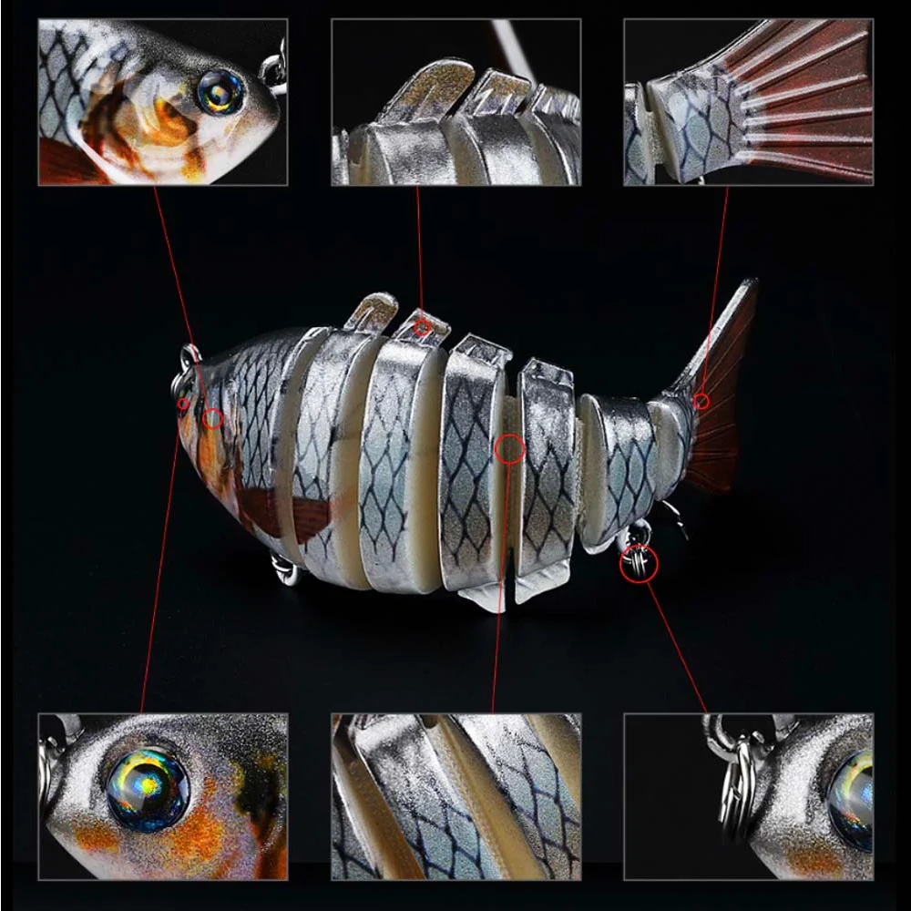 JACKFISH Рыболовная Приманка 10 см 15 г 3D глаза 6-сегментная Реалистичная твердая