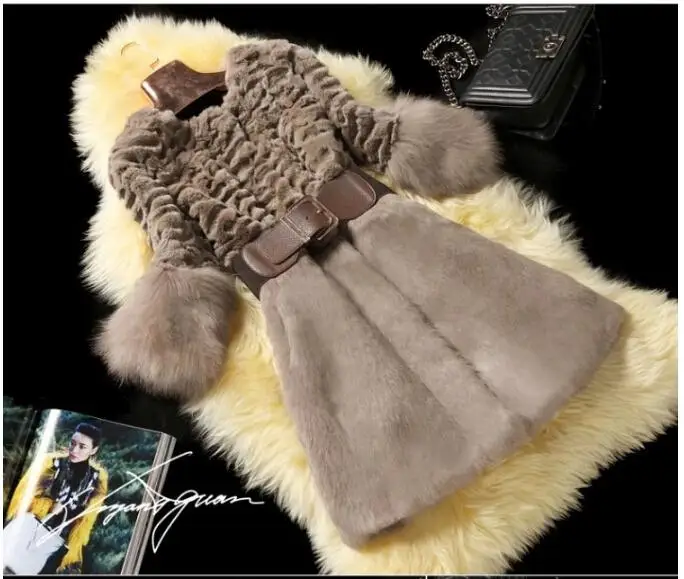 Кожа трава искусственного меха зиму кардиган пальто осень и зима 2015 мода новый