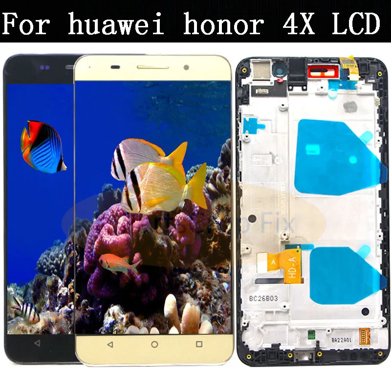 Черный ЖК дисплей 5 дюйма для Huawei Honor 4X сенсорный экран дигитайзер в сборе + рамка