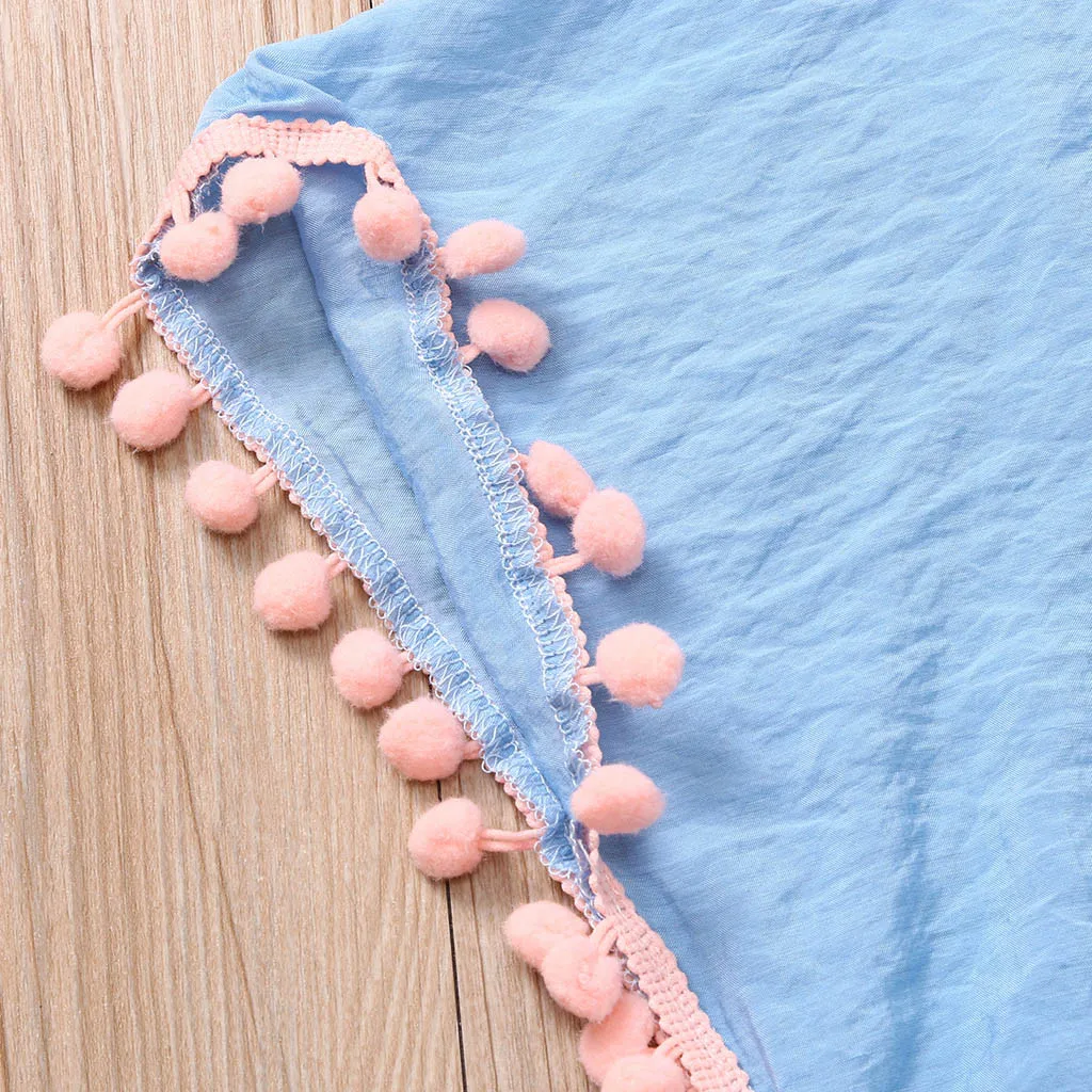 Летний купальный костюм для девочек мягкое пляжное платье с помпон кисточка