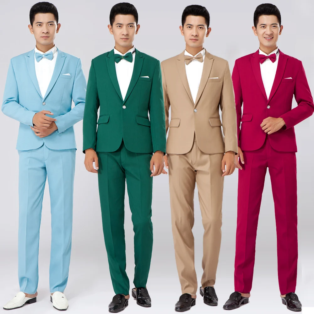 

New Long-Sleeved Men's Suits Dress Hosted Theatrical Tuxedos For Men Wedding Prom Performance cloth suit jacket and pants