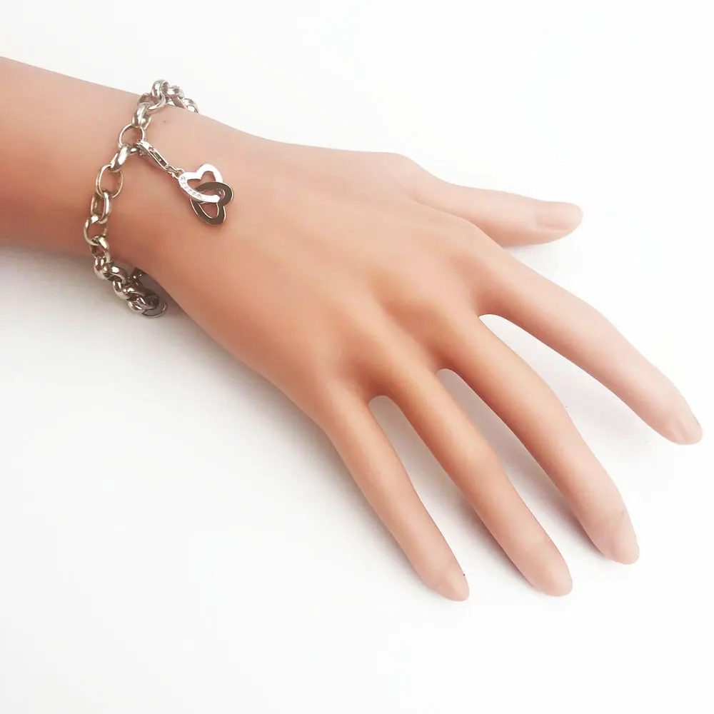 Double Hearts Hollow Charms Fit Bracelet &amp Necklaces 925 Sterling Silver Fashion Jewelry Making DIY Handmade Craft Women Gifts |