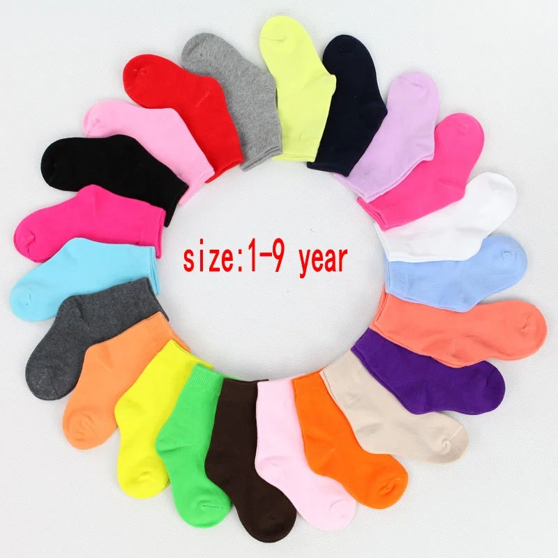 Calcetines deportivos de algod&oacute;n para ni&ntilde;os y ni&ntilde;as, medias de 1 a 9 a&ntilde;os, color caramelo, 5 pares/1 lote-1