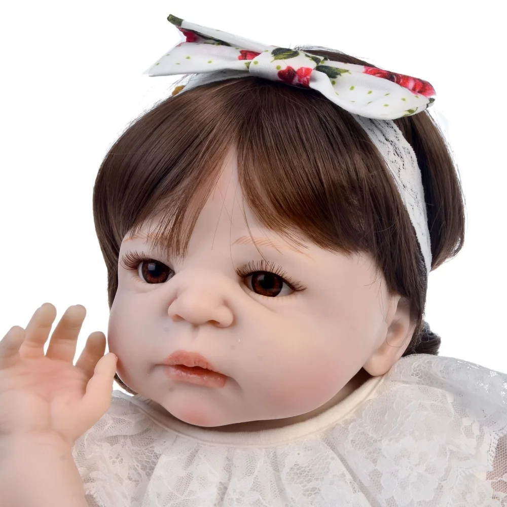 55 см полное Силиконовое боди Reborn Baby Doll игрушка винил новорожденных принцесса