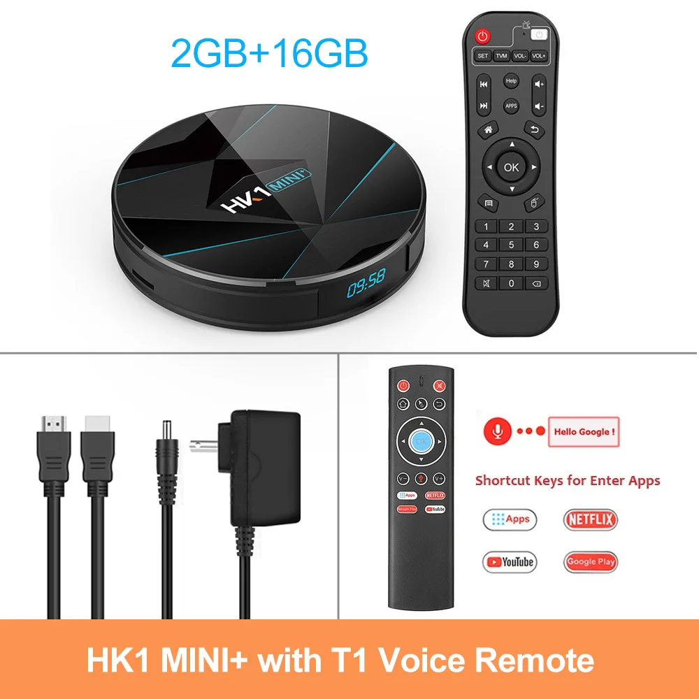 2G16G T1 air mouse HK1 Мини плюс Android 9,0 Смарт ТВ коробка Rockchip RK3318 поддержка 4K 60fps USB3.0 Google PlayStore Netflix Youtube телеприставка - Цвет: 2G16G T1 air mouse
