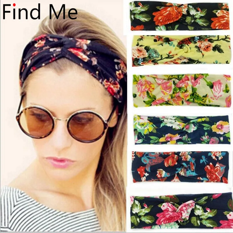 Женский ободок из хлопковой ткани Find Me широкий в богемном стиле с цветком