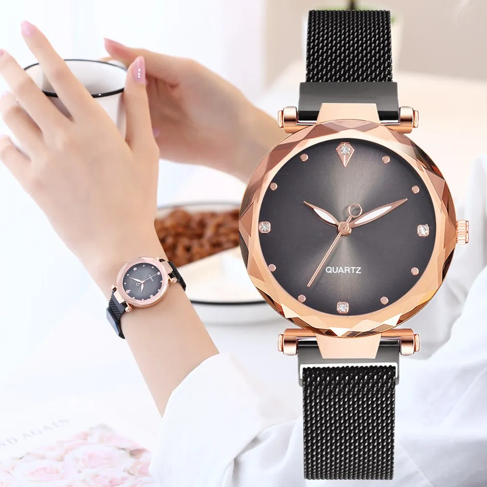 

7 Color Luxury Women Watches Magnet Buckle Rose Gold Mesh Ladies Quartz Wrist Watch for Women Relogio Feminino Montre Femme 2019