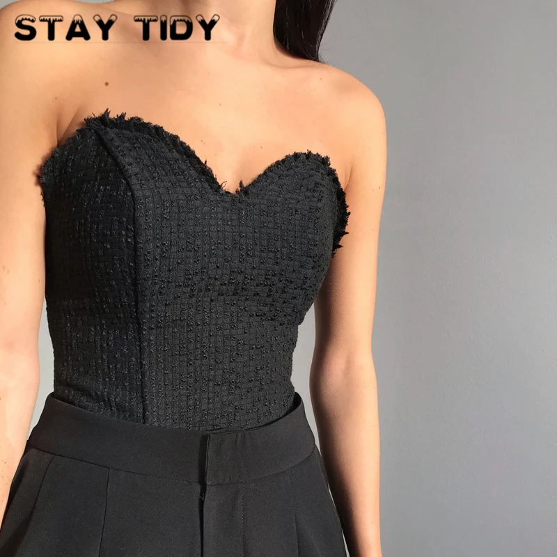 Женский топ на тонких бретельках STAY TIDY топ-бюстье без бретелек с вырезом лодочкой