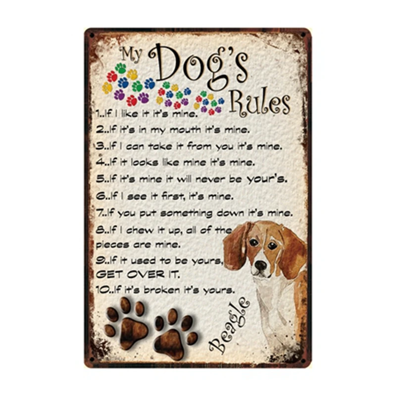 [Kelly66] I Love My Boxer Rules Waring Остерегайтесь собаки металлический знак оловянный плакат