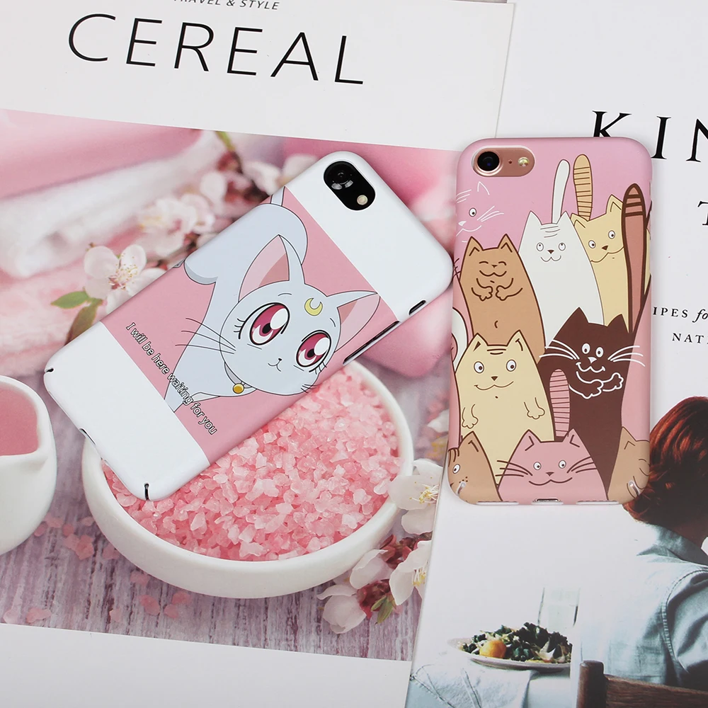 Hard Full Cover PC cute Cats Phone Case For iphone 6 7 8 x plus fundas plastic Capa Cases |