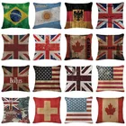 Горячая Распродажа чехол для подушки, потертый Шикарный чехол с национальным флагом, европейские декоративные подушки, большая хлопковая льняная наволочка для домашнего декора, наволочка для подушки в американском стиле