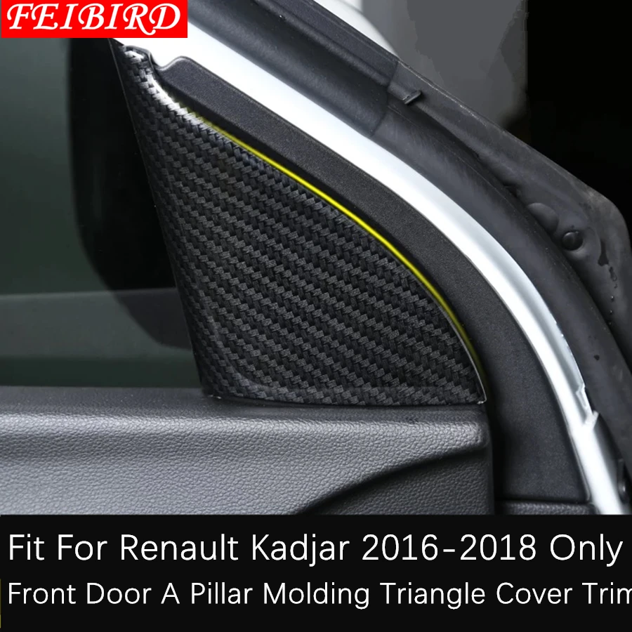 

ABS Chrome Front Door A Pillar Molding Triangle Cover Trim 1 pair For Renault Kadjar 2016 2017 2018 Matte Silver / Carbon Fiber