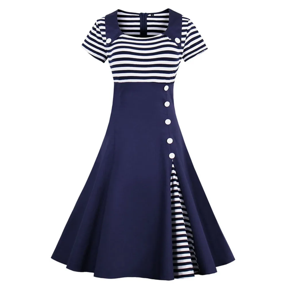 Элегантные женские весенне летние качели вечерние платья с пуговицами Декор