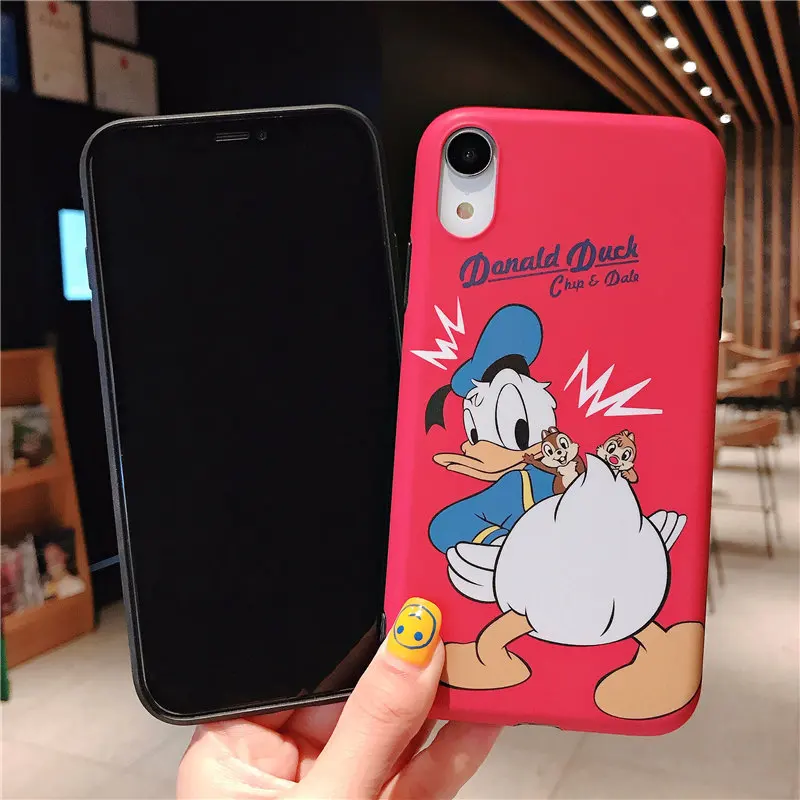 Для пары Дональд Дак Чип и Дейл чехол для iPhone X XS Coque XR Max 6 S плюс 7 8 IMD матовый мягкий