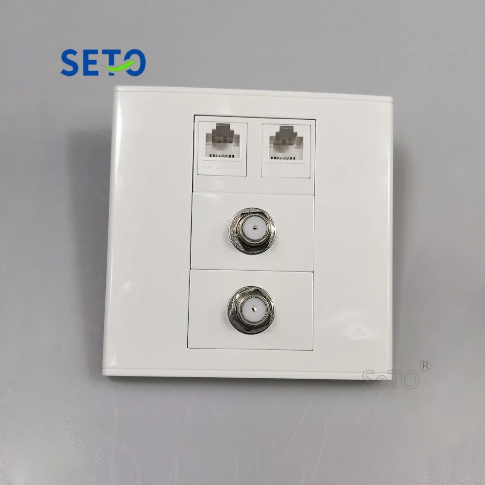 SeTo 86 Тип Двойной RJ11 Cat3 телефон + двойной F ТВ Ассорти панель настенная пластина