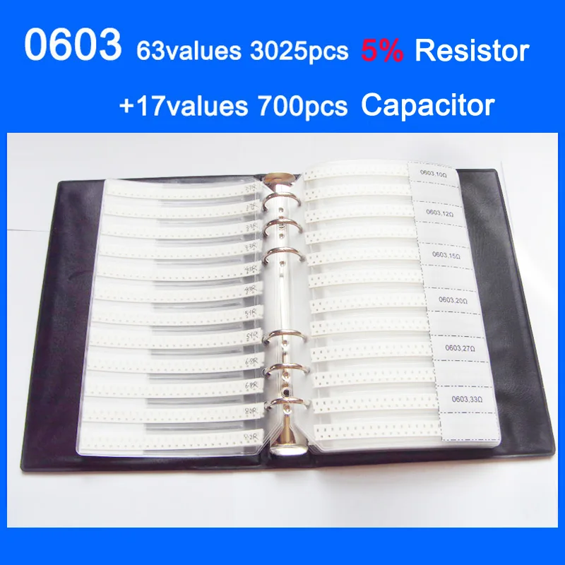 0603 SMD образец книга 63 значения 3025 шт. 5% комплект резисторов и 17 значений 700 шт.|resistor