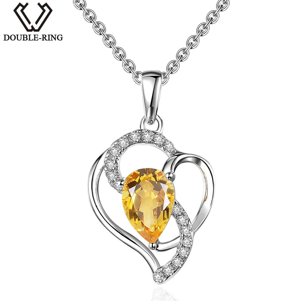 

DOUBLE-R 0.61ct Natural Citrine Fine Jewelry for women Necklaces & Pendant Classic Gemstone Necklaces 925 Sterling Silver