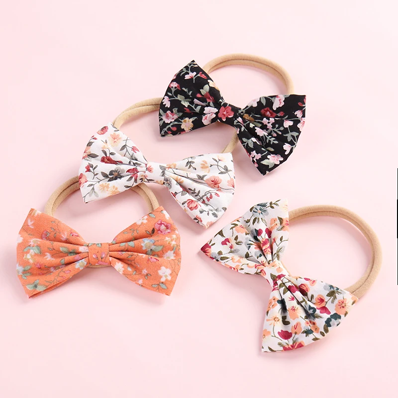 5pcs New Infant Baby Girls Nylon Headbands Cute Knotbows Head Bands Fashion Flowers Print Soft Wraps Hair Wear | Детская одежда и