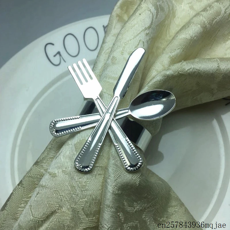30pcs Knife &amp Forks Napkin Rings Holder Silver Gold Dinnerware for Wedding Party Decoration | Дом и сад
