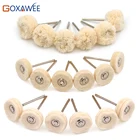 Вращающаяся щетка GOXAWEE для полировки, фетровое колесо белого и желтого цвета для dremel, аксессуары, абразивные диски 22 мм, 10 шт.