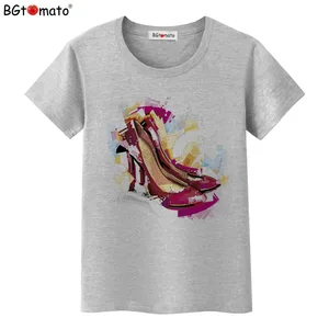 BGtomato New Summer T shirt Women High-heeled shoes Fashion women top tees brand big size T Shirt Women Casual t-shirt