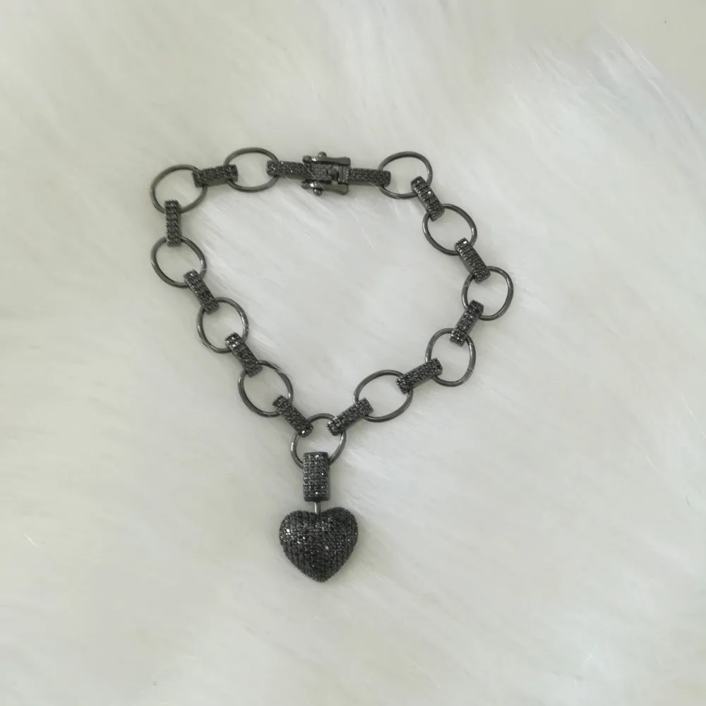 black CZ in black Ejika новейший браслет с сердечком, модный AAA Браслет с кубическим цирконием, браслеты, дизайнерские браслеты для женщин, роскошные ювелирные изделия - Окраска металла: black CZ in black