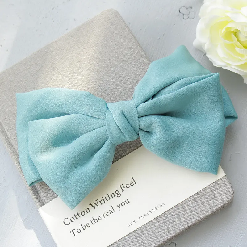 Blue Hot Selling Big Large Barrette Bow Hairpin For Women Girls Hairgrips Satin Hair Bow Ladies Hair Clip New Cute Hair Accessories - Цвет: Blue