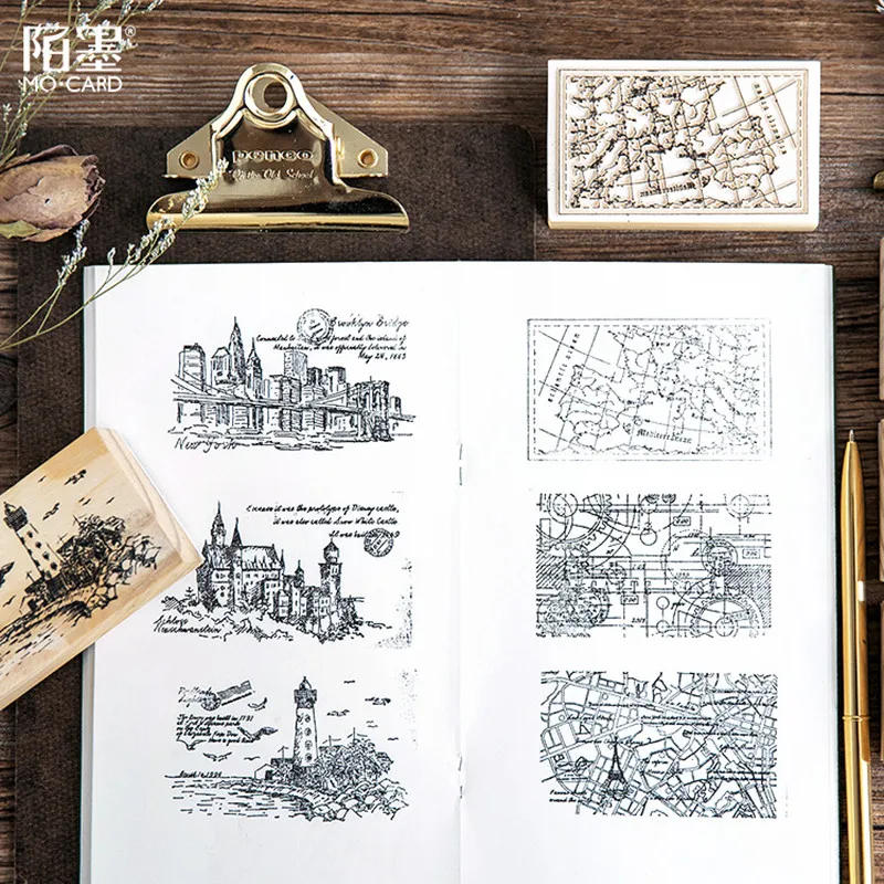 6 шт./лот деревянный Печатный альбом для игрушек Дневник украшения DIY запечатать