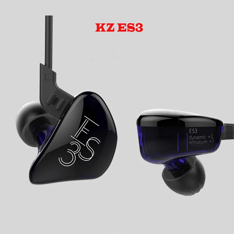 Плотным верхним ворсом KZ ES3 1BA + 1DD Наушники Hi Fi бас шумоизолирующие наушники типа